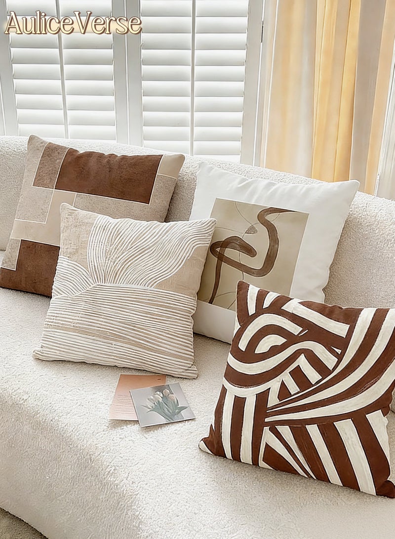AuliceVerse CUSHION COVERS 4-Piece Set 45x45 cm - Double-Sided Bohemian Pattern, Luxurious Arabian Nordic Fusion Style for Majlis & Sofa Pillows - Image 1